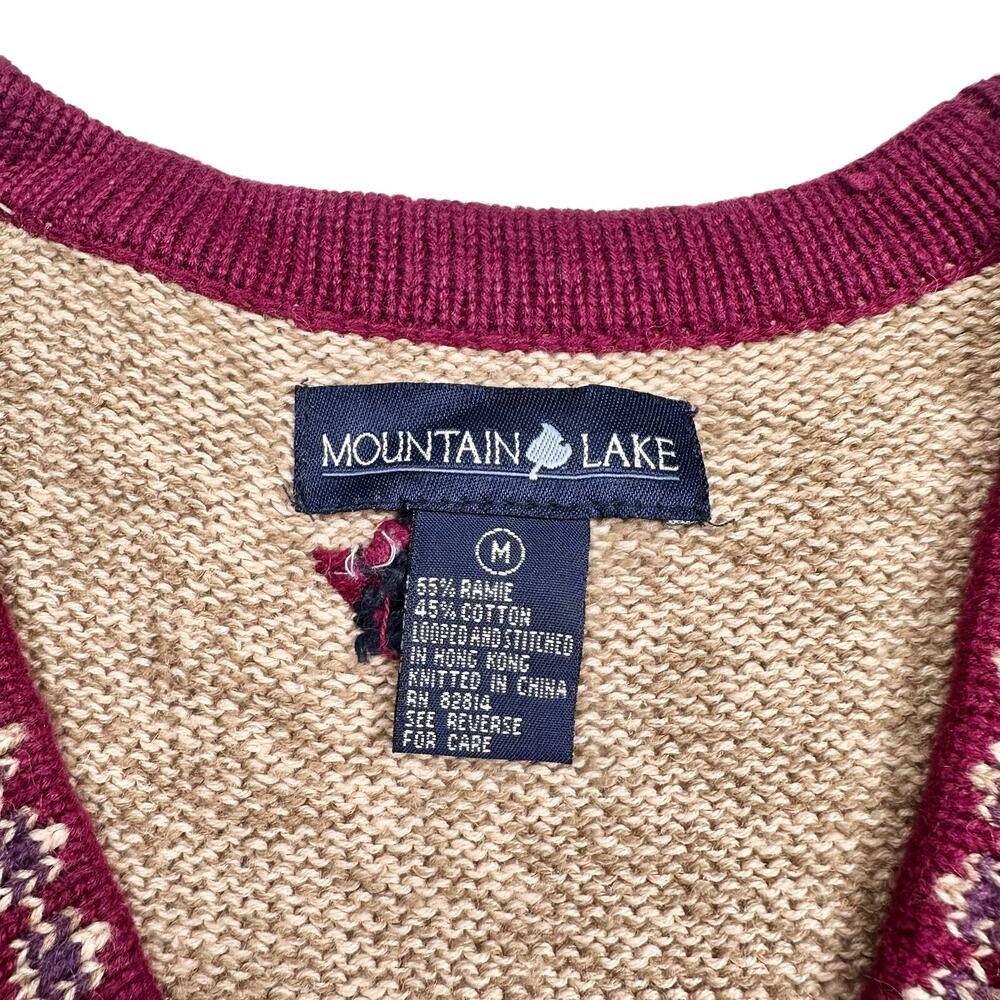 Mountain Lake | Women | Vintage Grannycore Leaf Ramie Cotton Knit Vest | Medium - Picture 6 of 11